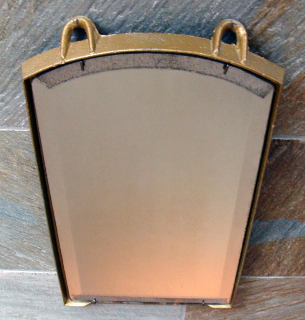 Antiek Stalraam met een verweerde facetgeslepen spiegel, Ophalen, Rechthoekig, Minder dan 50 cm, Minder dan 100 cm