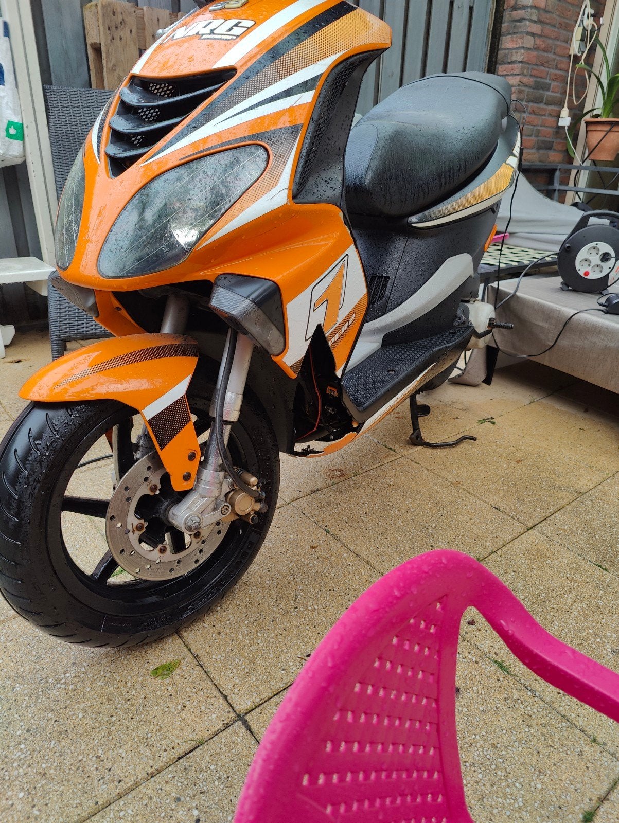 Piaggio NRG Power Scooter - Oranje/Zwart, Ophalen, Gebruikt, Benzine, Fly