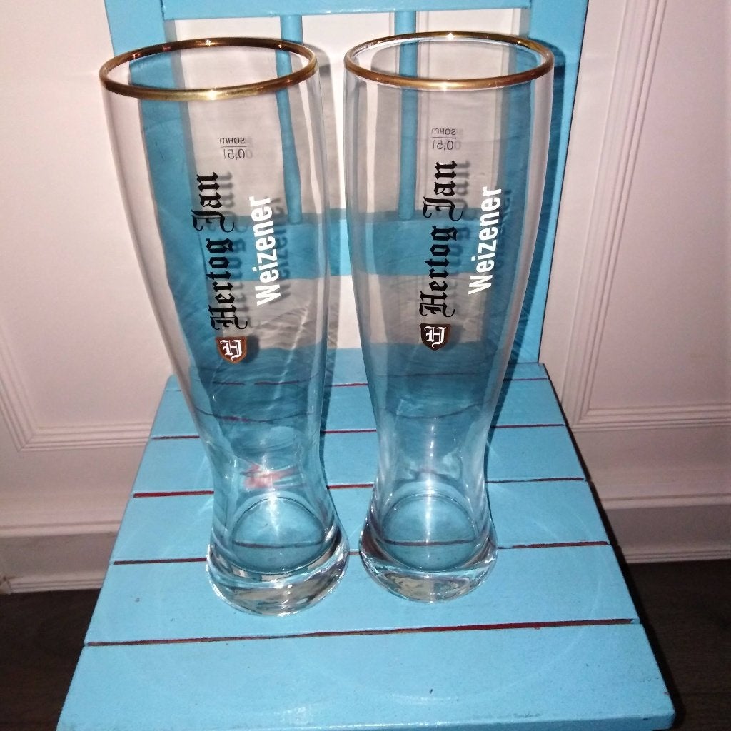 Hertog Jan bierglas Weizener set van 2, Ophalen, Zo goed als nieuw, Glas of Glazen, Hertog Jan