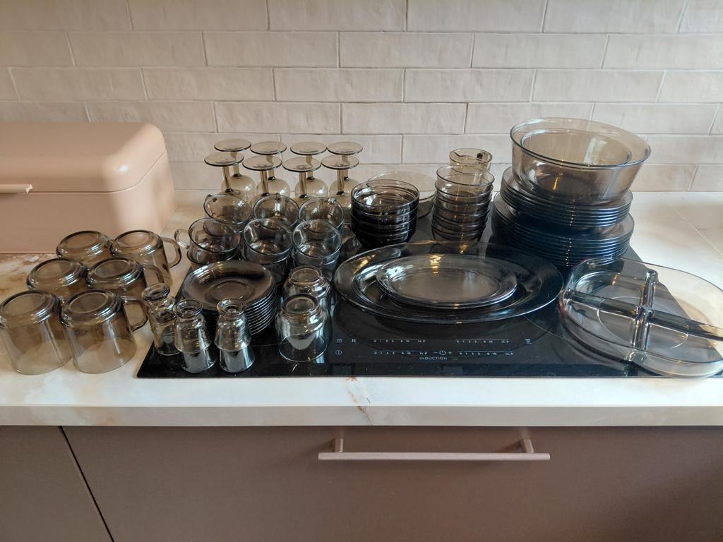 Groot glazen servies set - rookglas, Ophalen, Gebruikt, Glas, Overige stijlen