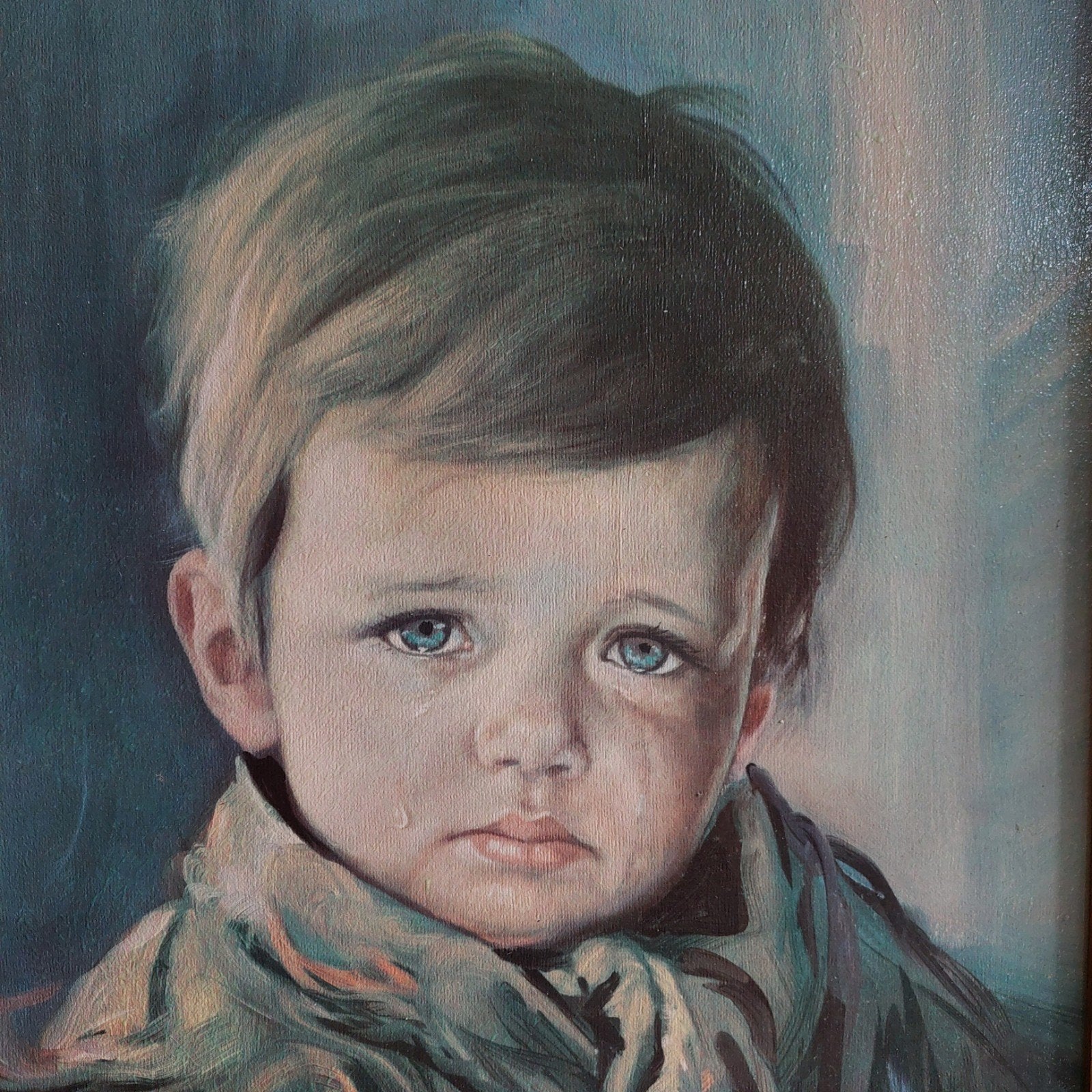 Lucky Vintage olieverf schilderij Bragolin huilende jongen, Ophalen of Verzenden