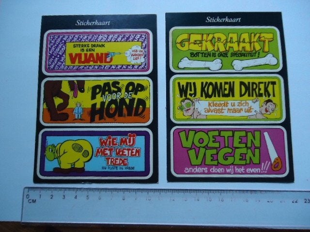 sticker Strip fun kaart jaren 70 80 retro spanjersberg, Verzenden, Zo goed als nieuw