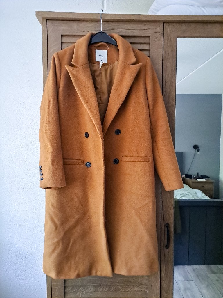 Object mantel winterjas maat 36 S bruin camel, Bruin, Object, Ophalen of Verzenden, Zo goed als nieuw