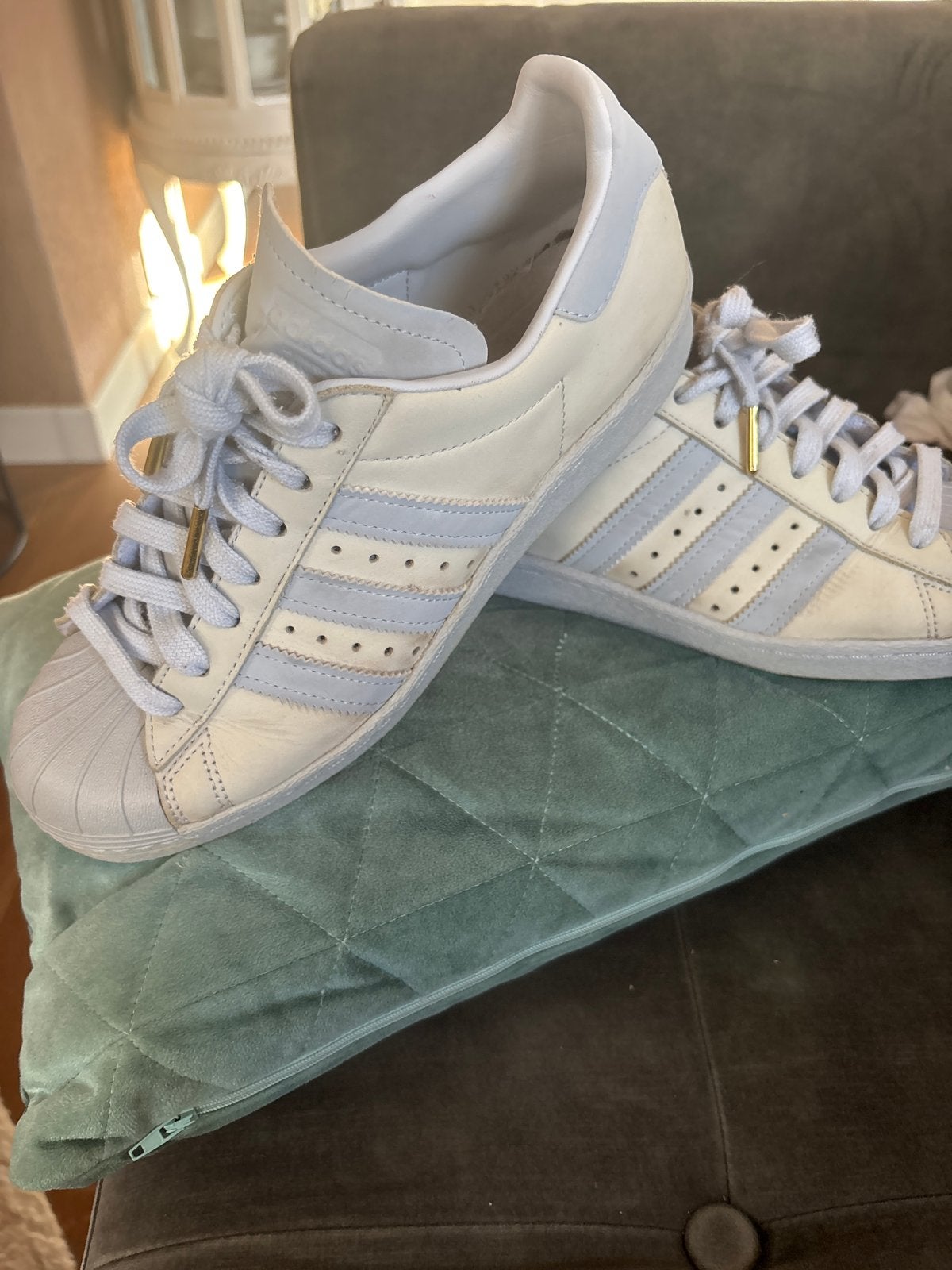 Adidas Superstar sneakers - Maat 40 lichtblauw, Blauw, Ophalen of Verzenden, Sneakers of Gympen, Gedragen