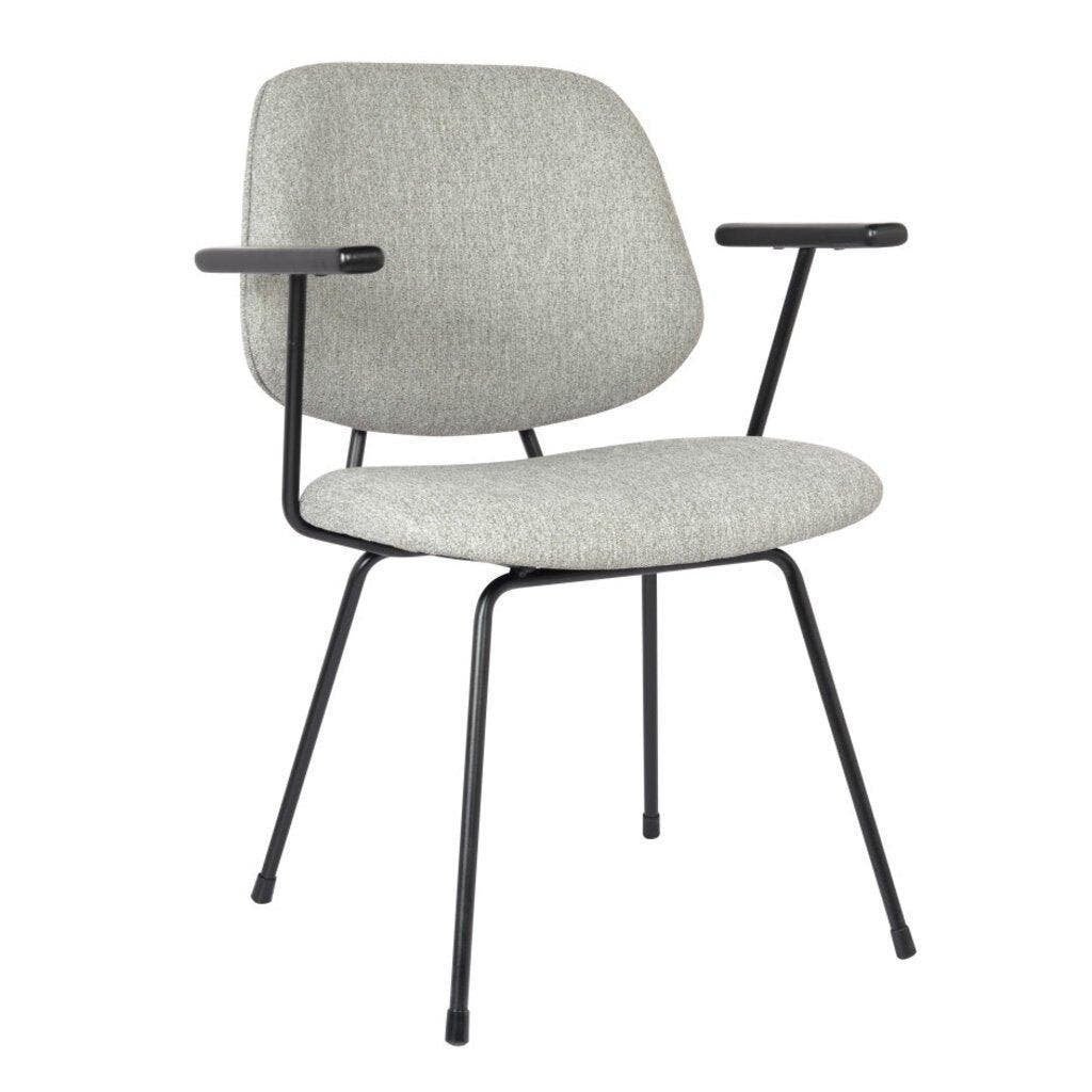 MN Sepp Extra Brede Gestoffeerde Vergaderstoel Grijs Met Arm, Ophalen of Verzenden, Nieuw, Grijs, Vijf, Zes of meer stoelen