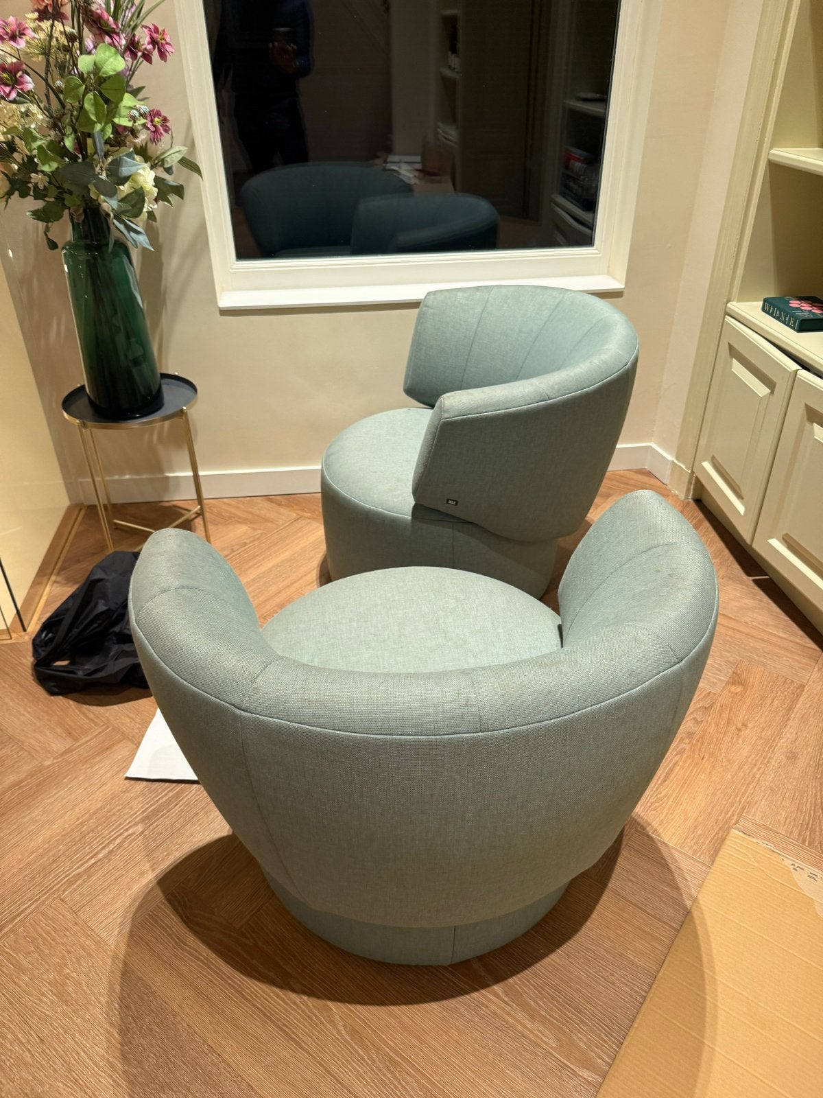 2x Rolf Benz 684 fauteuils - Groen, Ophalen, Gebruikt, Stof, 75 tot 100 cm