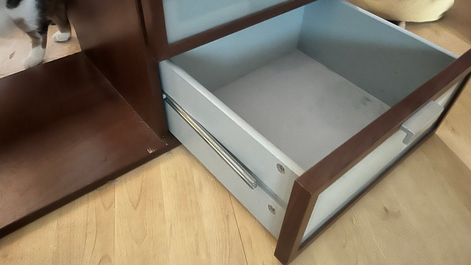 Ikea Hopen Nachtkastje met 2 lades en glazen fronten, Ophalen, Gebruikt, 1 of 2 laden, 50 tot 100 cm