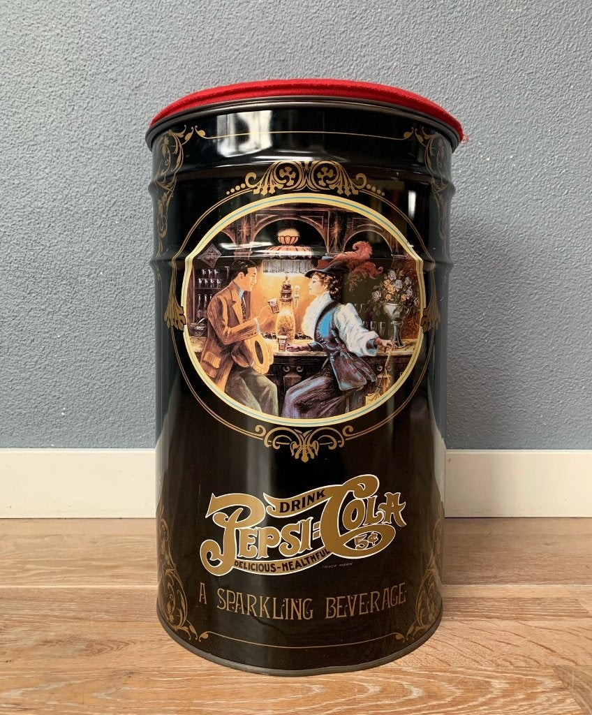 Vintage Pepsi blik kruk - retro cola jaren '60, Ophalen, Gebruikt, Gebruiksvoorwerp, Onbekend