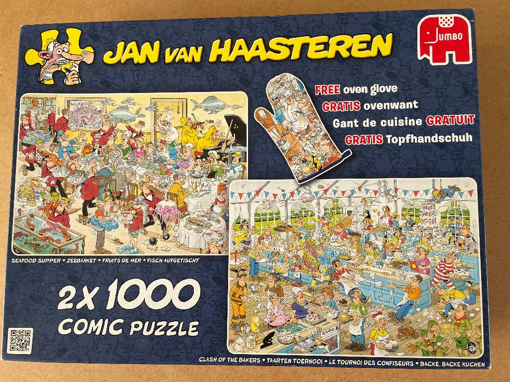 jan van haasteren 2 in 1, Ophalen of Verzenden, 500 t/m 1500 stukjes, Zo goed als nieuw, Legpuzzel