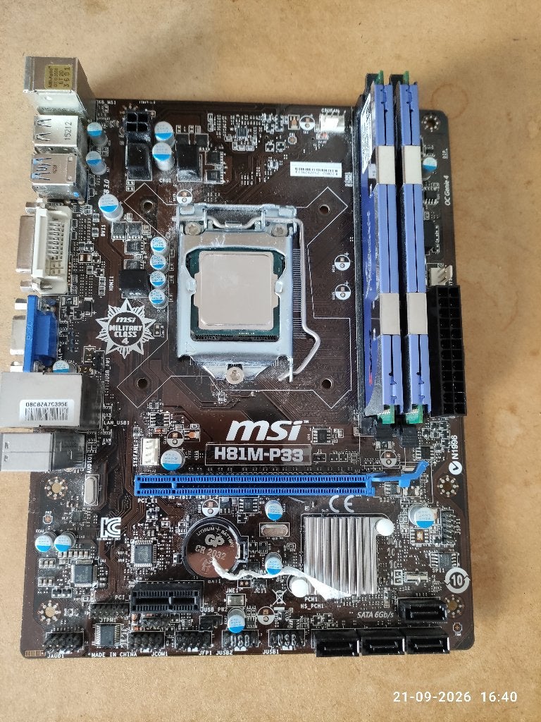 MSI H81M-P33  moederbord LGA 1200 enz, DDR3, Ophalen of Verzenden, Zo goed als nieuw, Micro-ATX