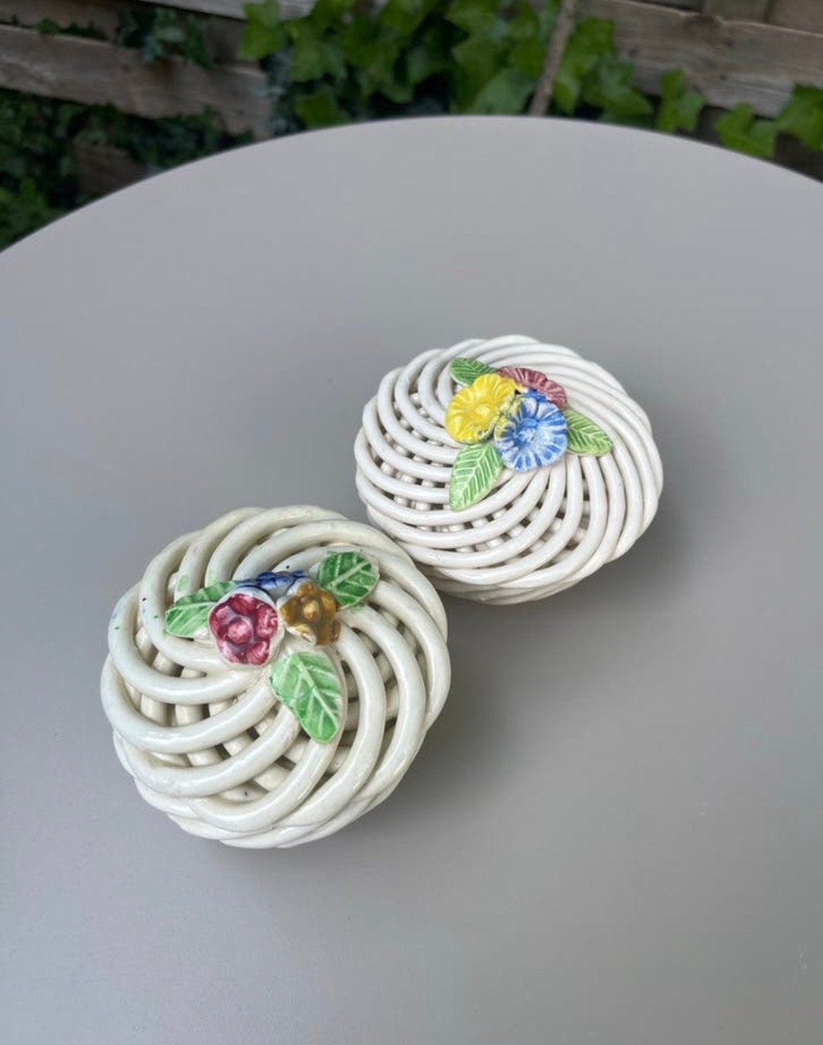 Vintage Italiaanse Faience Schaaltjes - Handgeschilderde Blo, Antiek en Kunst, Ophalen of Verzenden