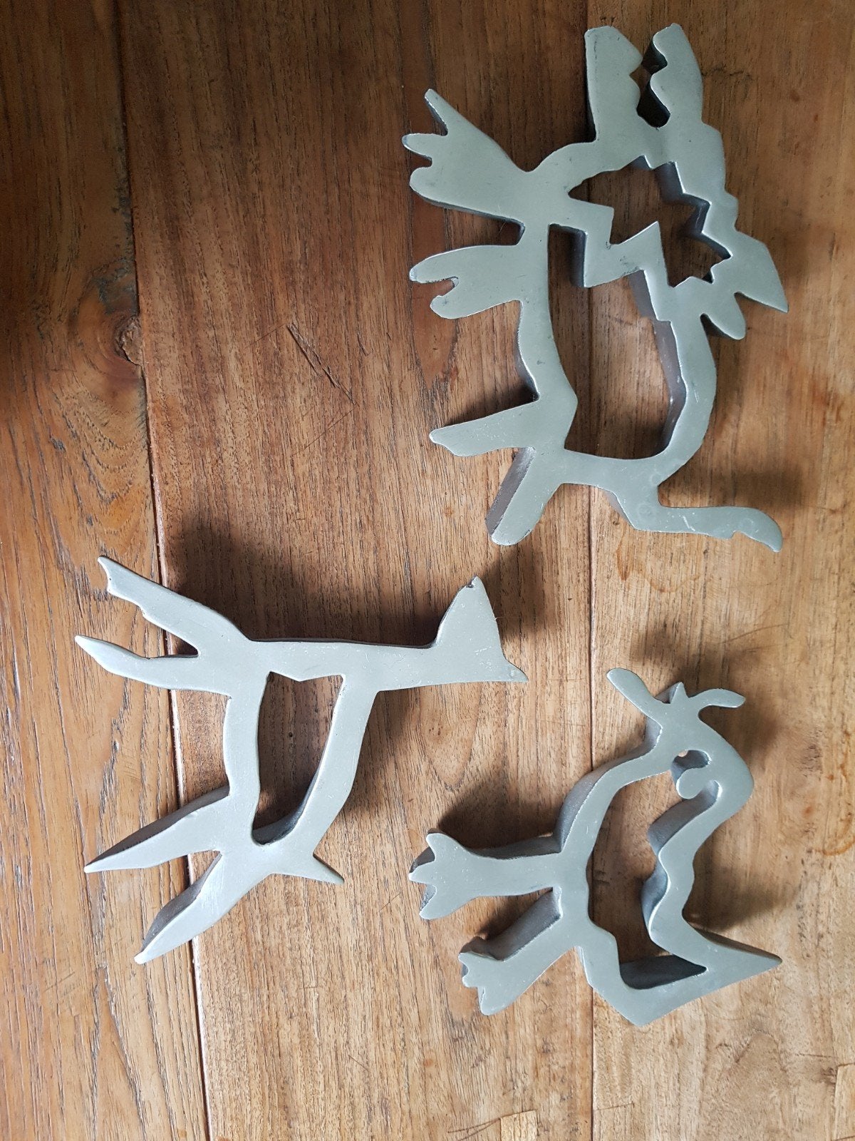 Teun Kees, 3 metalen onderzetters, Gebruikt, Ophalen of Verzenden, Zilver, Metaal