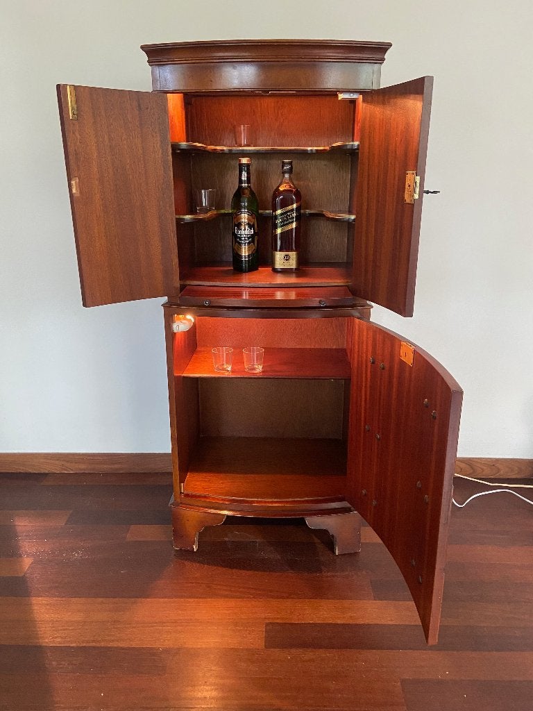 Prachtige discrete drankkast, mahoniehout, met verlichting, Huis en Inrichting, Ophalen, Gebruikt