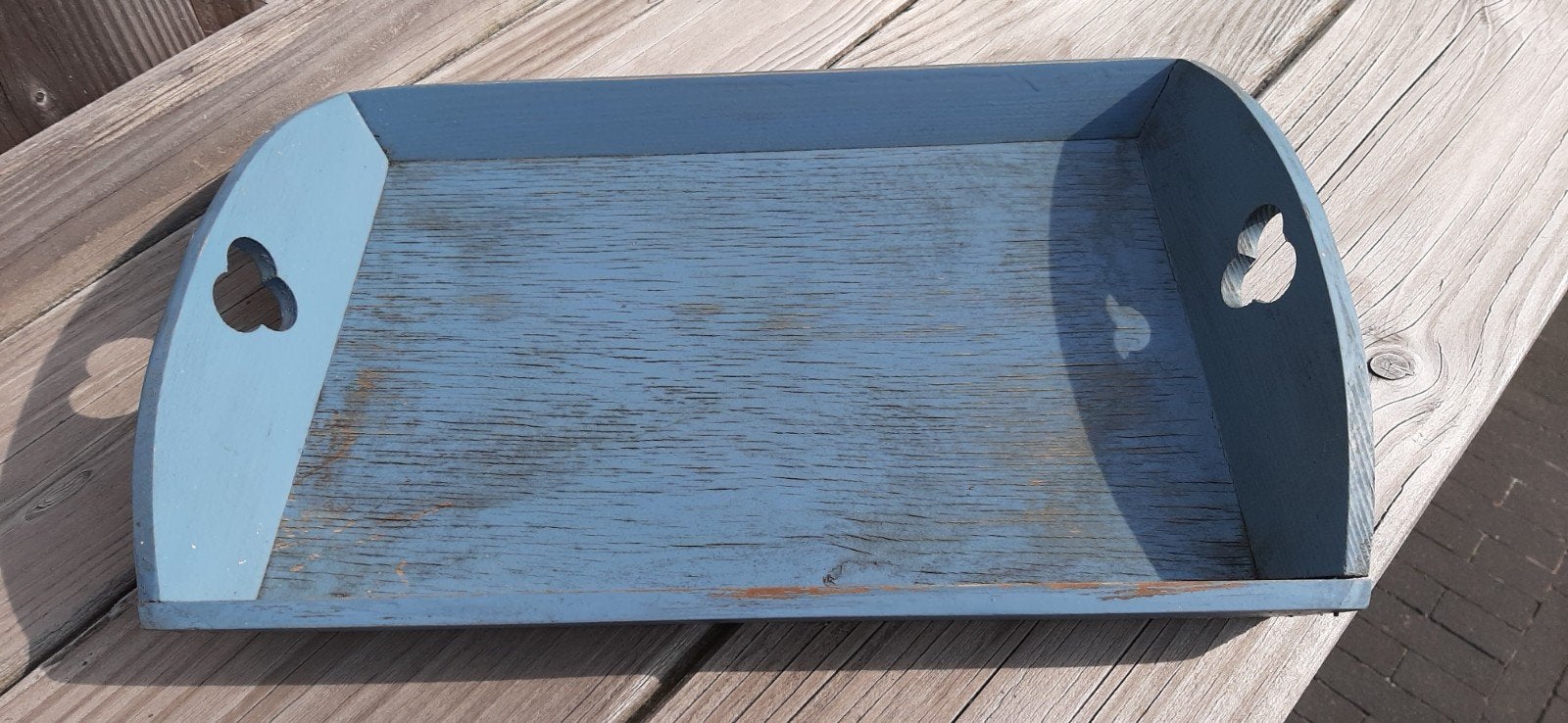 Mangelbak, Dienblad Vintage Blauw, Huis en Inrichting, Woonaccessoires | Dienbladen, Ophalen of Verzenden, Rechthoekig, Hout