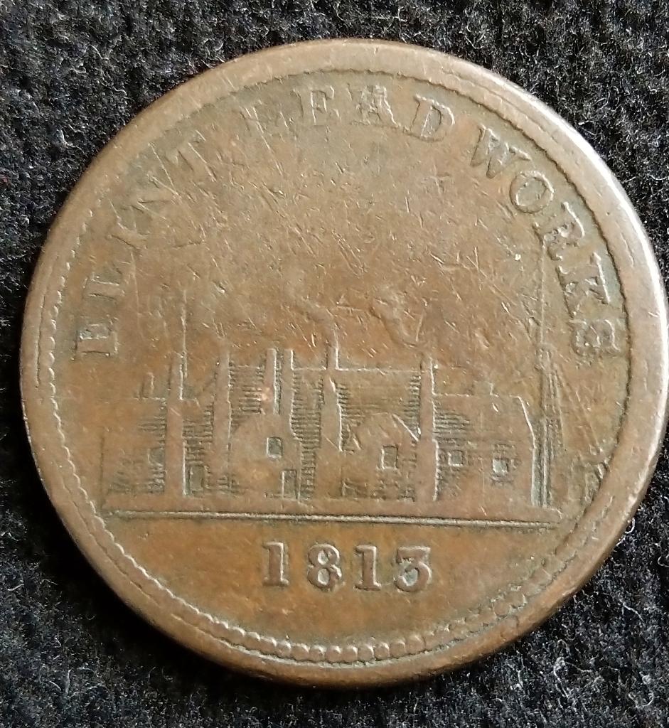 Engeland penny token 1813 Flint Lead Works, Ophalen of Verzenden, Overige landen, Losse munt
