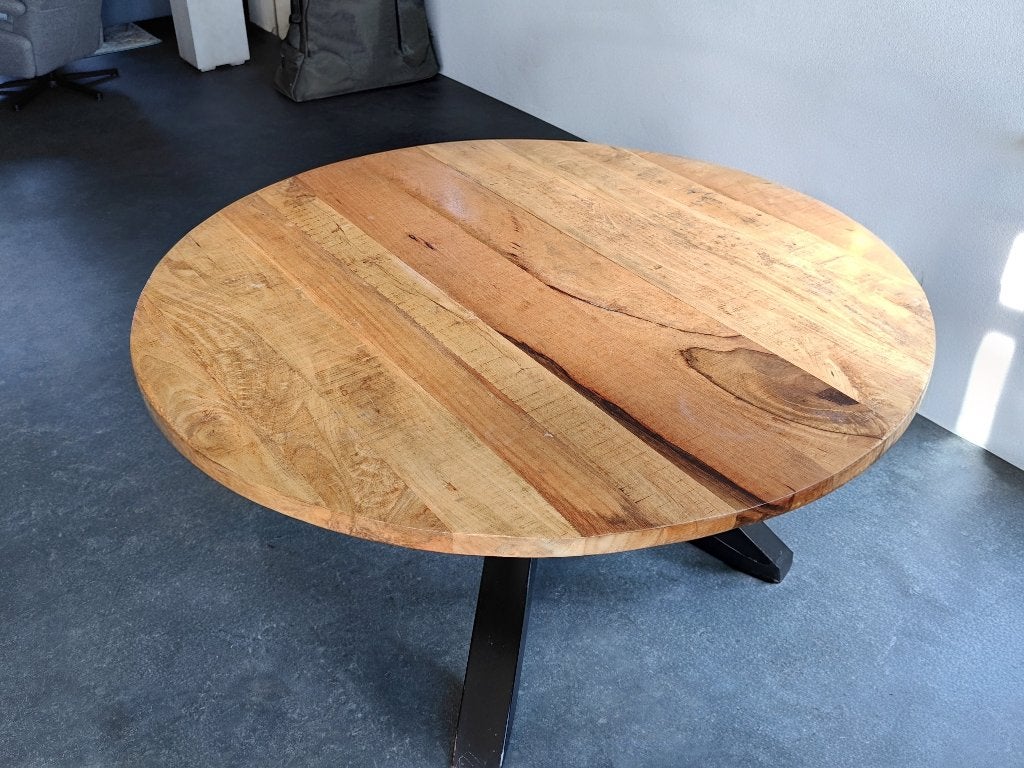 ronde mango houten tafel 150 doorsnede, Ophalen, Gebruikt, Rond, Vijf personen of meer