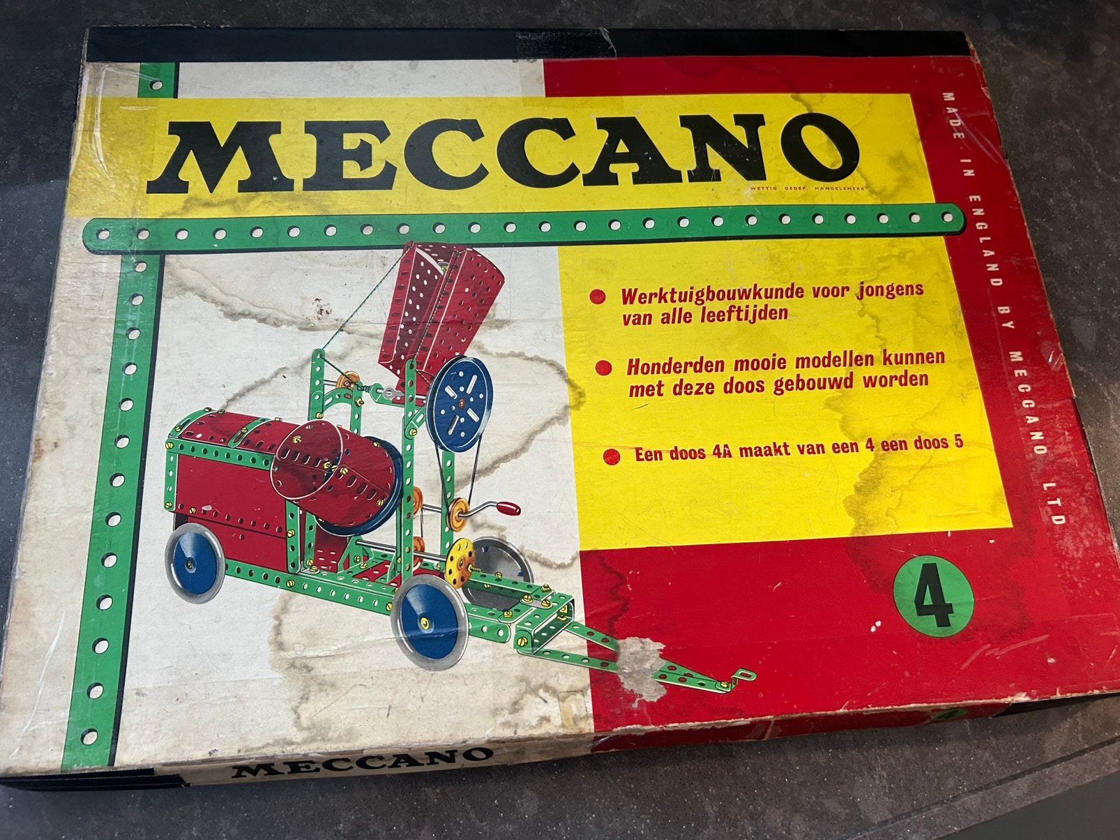 Meccano doos 4a bijna helemaal compleet. 1962, Antiek en Kunst, Verzenden