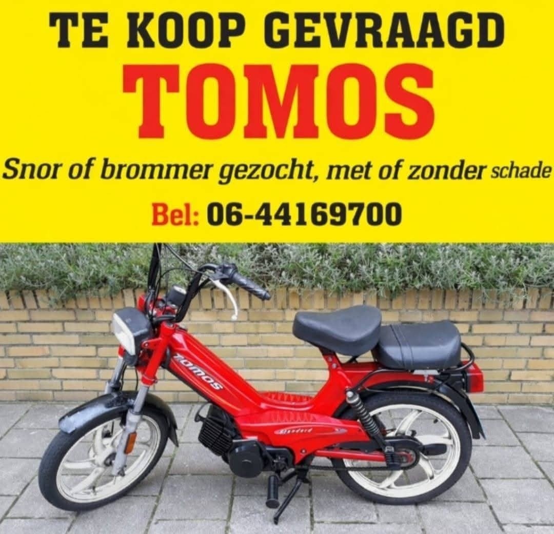 Te koop gevraagd TOMOS Gezocht inkoop bel 06-44169700, Fietsen en Brommers, Ophalen, Gebruikt, Maximaal 45 km/u, 2 versnellingen