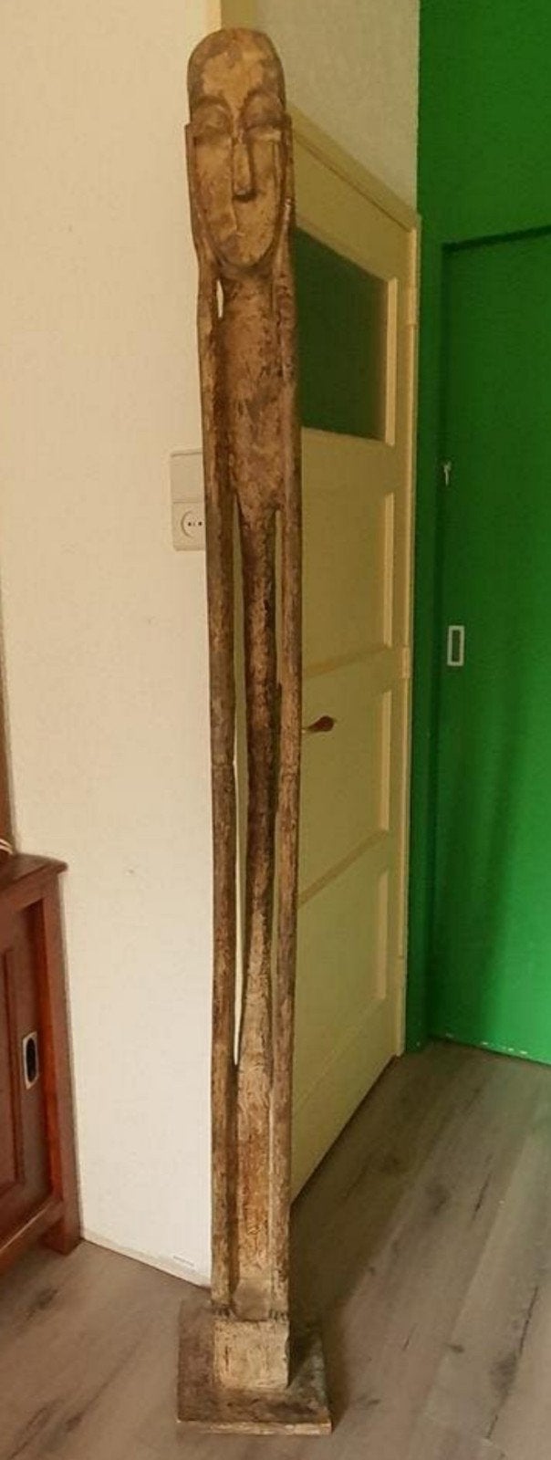 Afrikaanse Vrolijke Denker  198 cm hoog, Antiek en Kunst, Kunst | Beelden en Houtsnijwerken, Ophalen