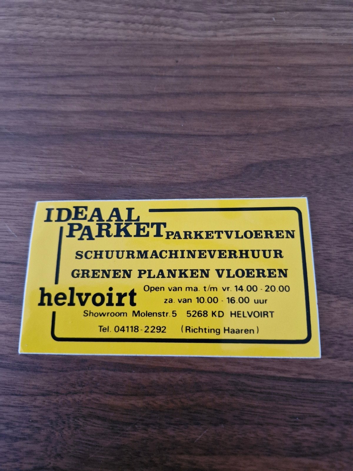 8349 Sticker Ideaal Parket Helvoirt - Parketvloeren, Ophalen of Verzenden, Gebruikt, Bedrijf of Vereniging