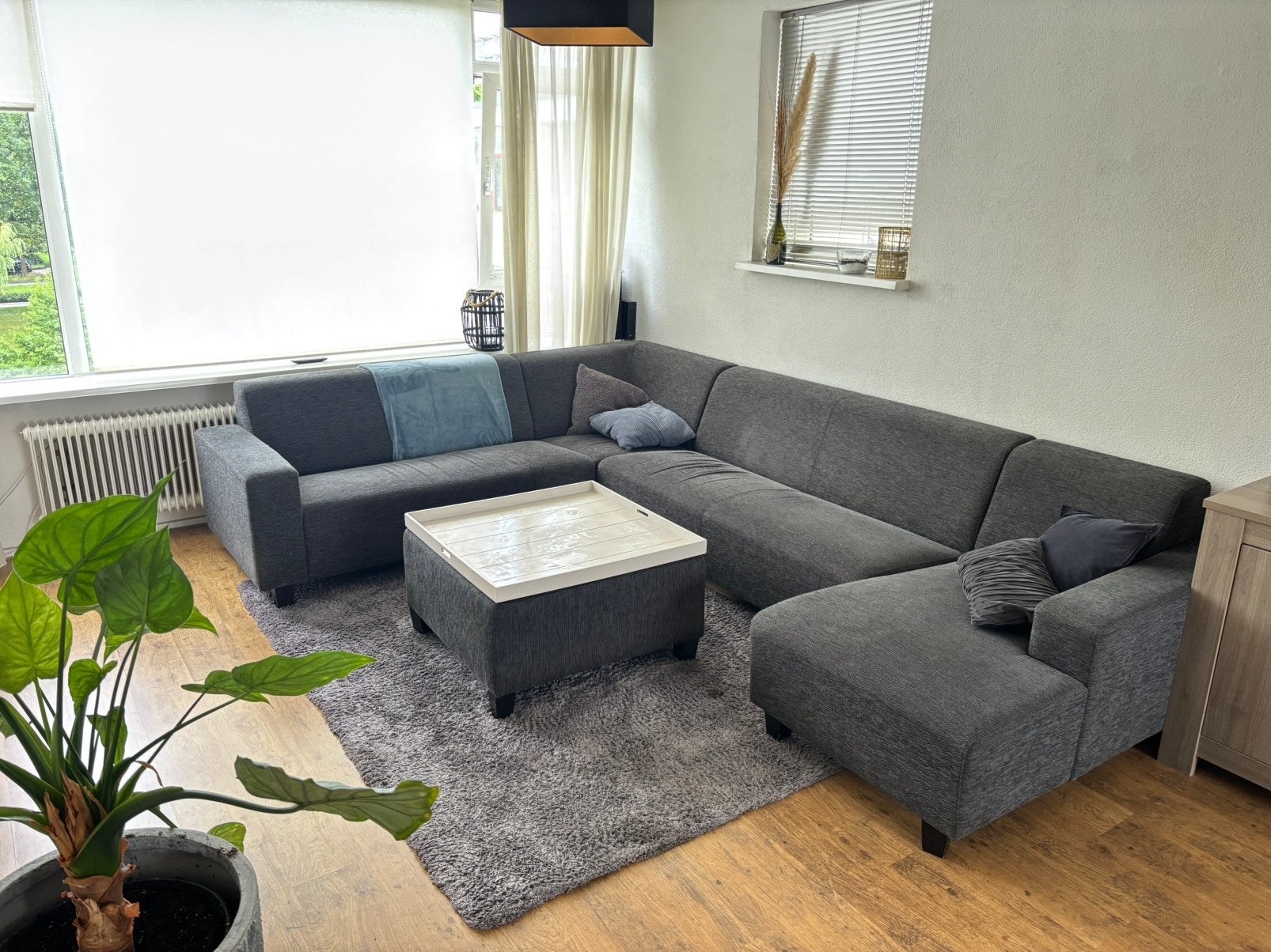 U-Bank met Poef en blad, Huis en Inrichting, Ophalen, Gebruikt