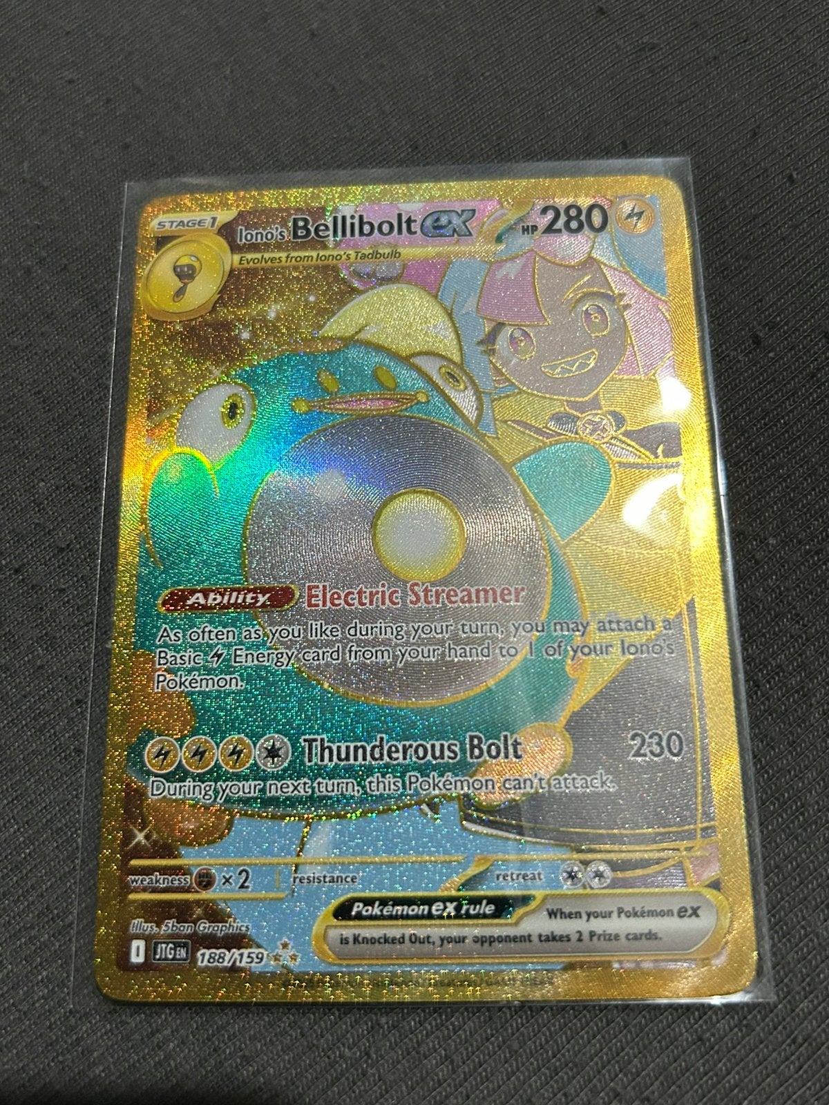 Iono’s Bellibolt ex 188/159 Hyper Rare incl. sleeve, Ophalen of Verzenden, Nieuw, Losse kaart