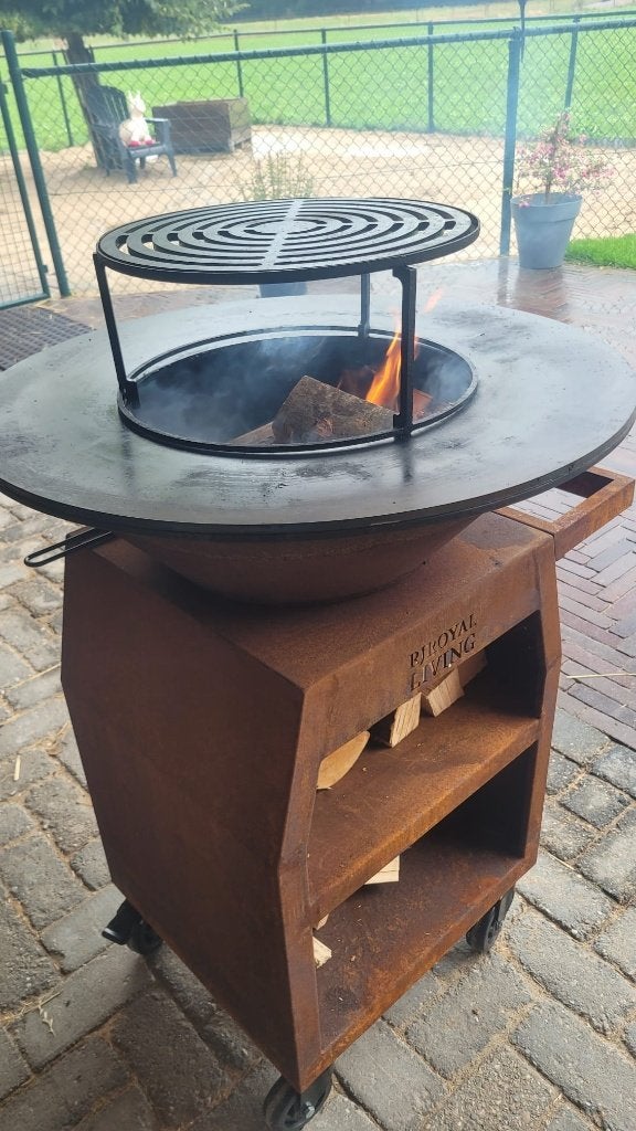 Plancha BBQ cortenstaal, Tuin en Terras, Ophalen, Zo goed als nieuw
