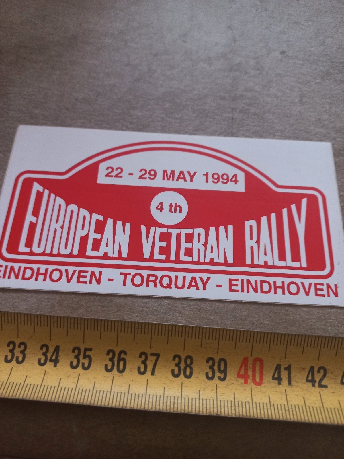 European Veteran Rally 1994 Sticker - Eindhoven-Torquay, Ophalen of Verzenden, Gebruikt