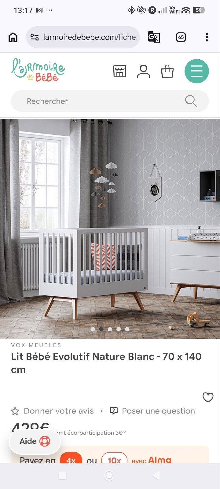 Meegegroeid bed 70x140 met matras en beddengoed, Ophalen, 70 tot 85 cm, 140 tot 160 cm, Zo goed als nieuw