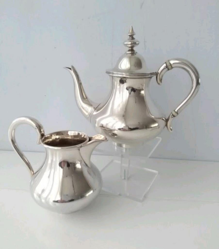 Antieke Zilveren Theepot + Melkkan, Antiek en Kunst, Ophalen of Verzenden, Zilver