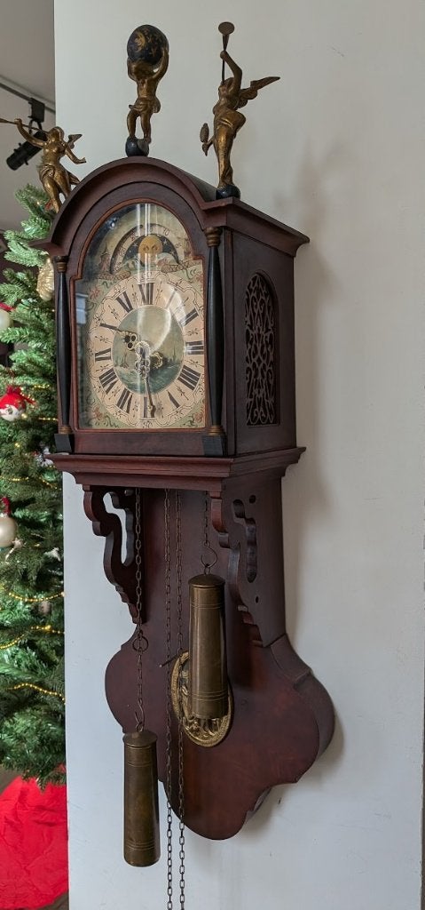Prachtige Friese wandklok met gewichten en koperbeslag, Ophalen of Verzenden