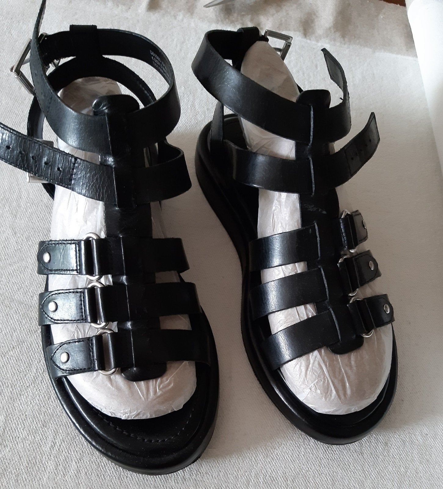 Zwarte leren sandalen, maat 37.5., Ophalen of Verzenden