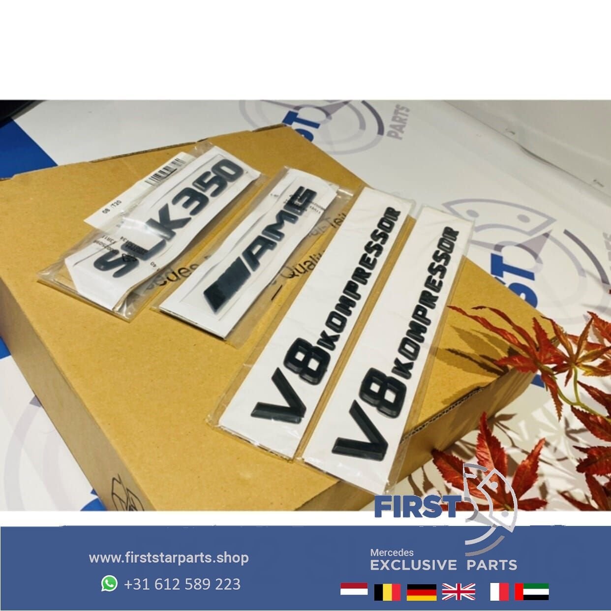 R172 SLK AMG LOGO SET ZWART V8 KOMPRESSOR EMBLEMEN SET Merce, Gebruikt, -, Ophalen of Verzenden, -