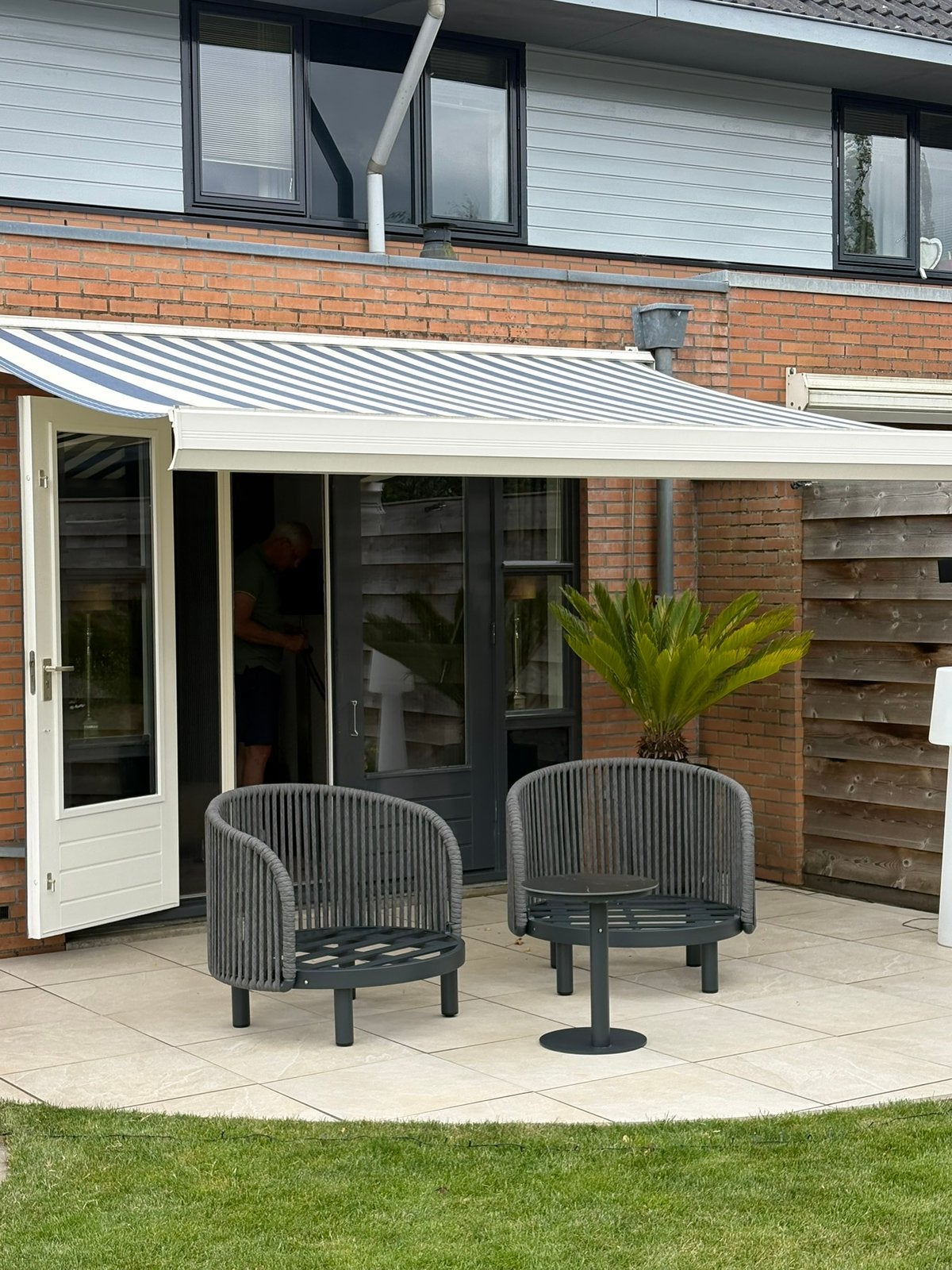 Zonnescherm met cassette – 3,5 x 2,5 meter, Tuin en Terras, Zonneschermen, Ophalen, Gebruikt, 150 tot 300 cm, 250 cm tot 450 cm