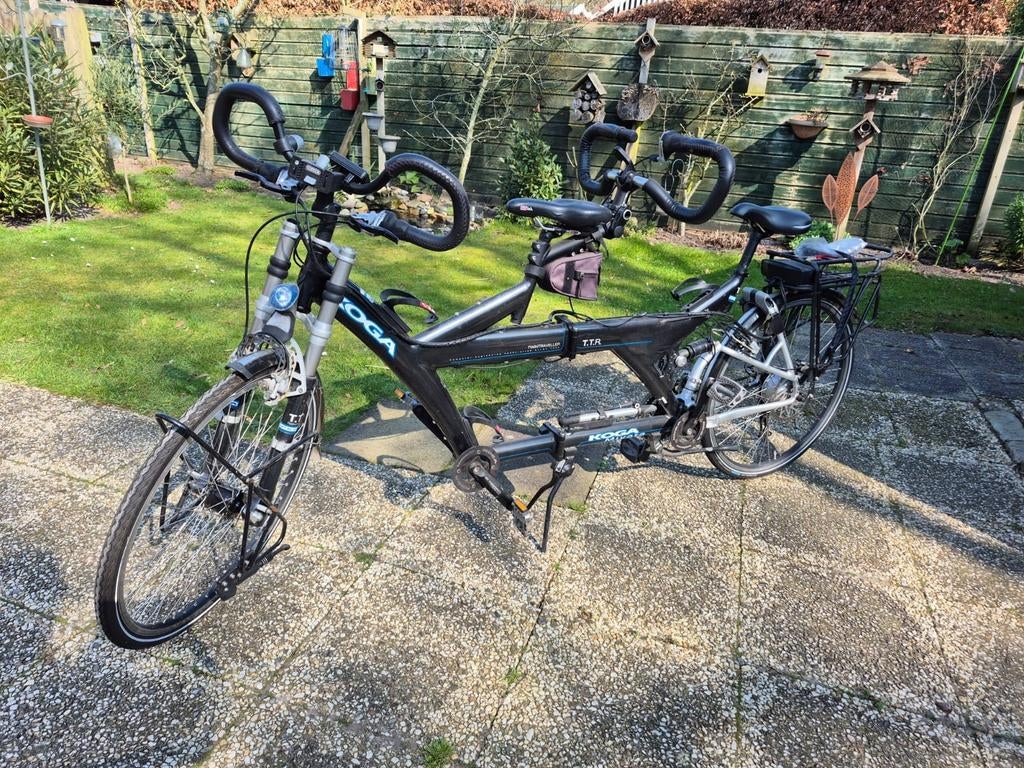 Unieke E-Tandem: Koga Twin Traveller (Vouwbaar & Elektrisch), Fietsen en Brommers, Fietsen | Tandems, Gebruikt, Opvouwbaar, Velgrem