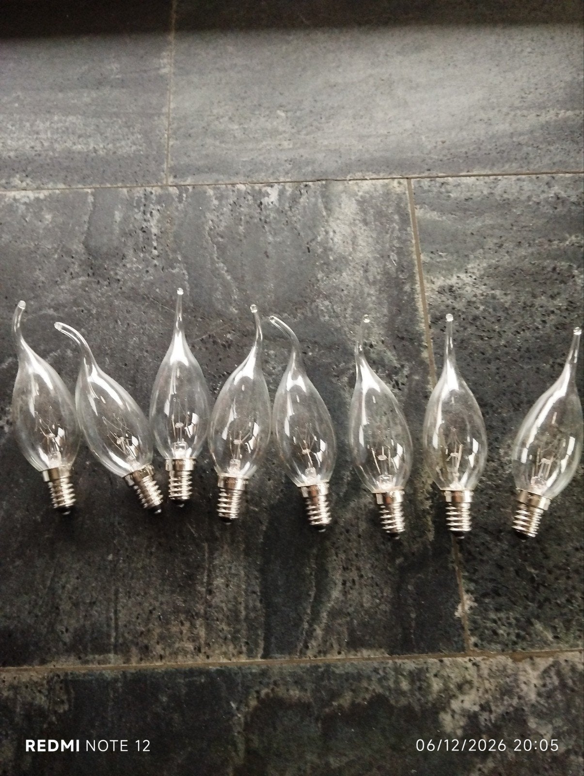 8x Vintage gloeilampen E14 15W bended-tip, Ophalen, Gebruikt, Vintage, Klassiek, Decoratief