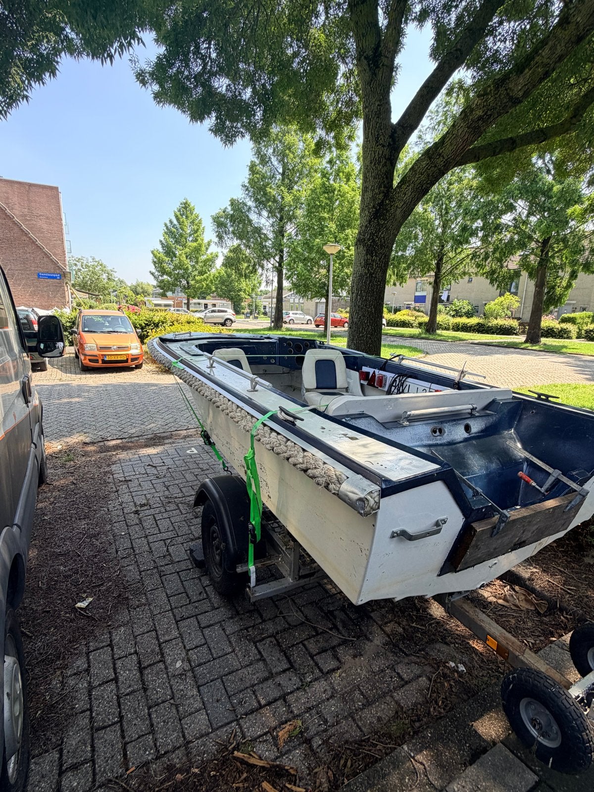 Speedboot/visboot met kanteltrailer, Ophalen, Gebruikt, Polyester