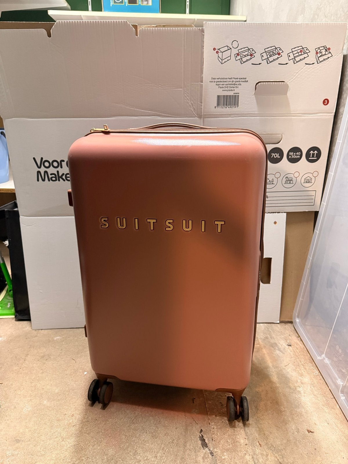 Suitsuit koffer - Gebruikt, inclusief hoes en tasje, Wieltjes, 40 tot 60 cm, Gebruikt, 20 tot 30 cm