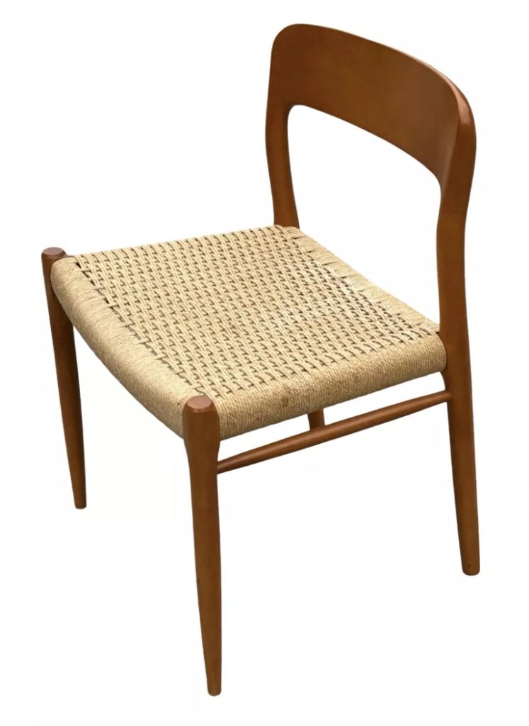 Set van 4 Niels Otto Moller model 75 stoelen deens design, Ophalen, Gebruikt, Bruin, Moller
