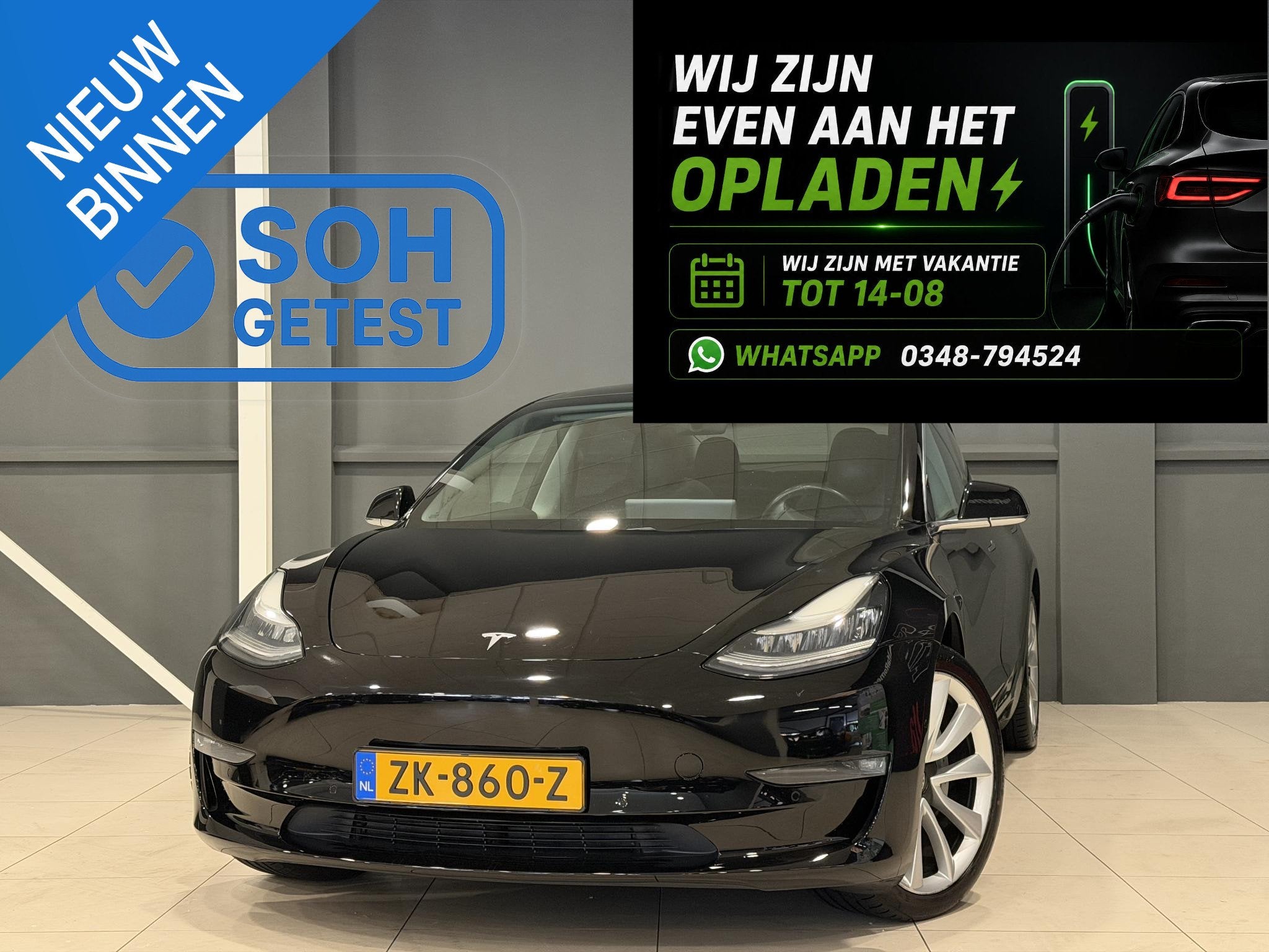 Tesla Model 3 Long Range AWD 75 kWh | SOH 82,2% | Lichtmetal, Auto's, Automaat, Stof, Origineel Nederlands, 351 pk