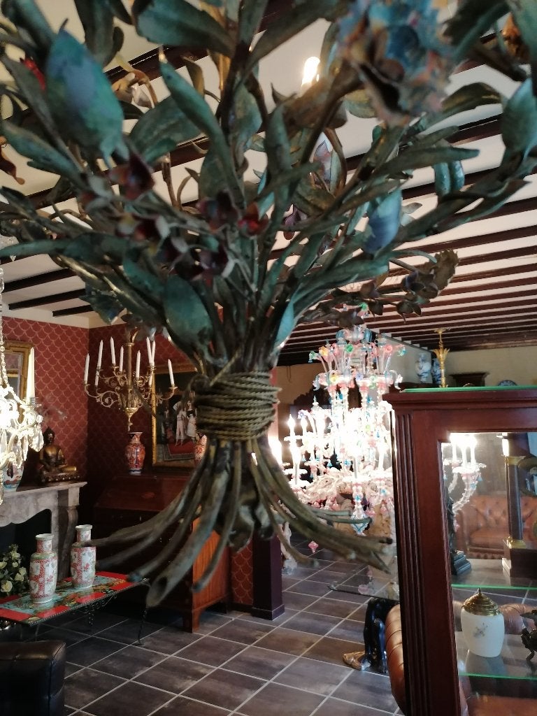 oude italiaanse polychrome bloemen luster, Antiek en Kunst, Ophalen of Verzenden