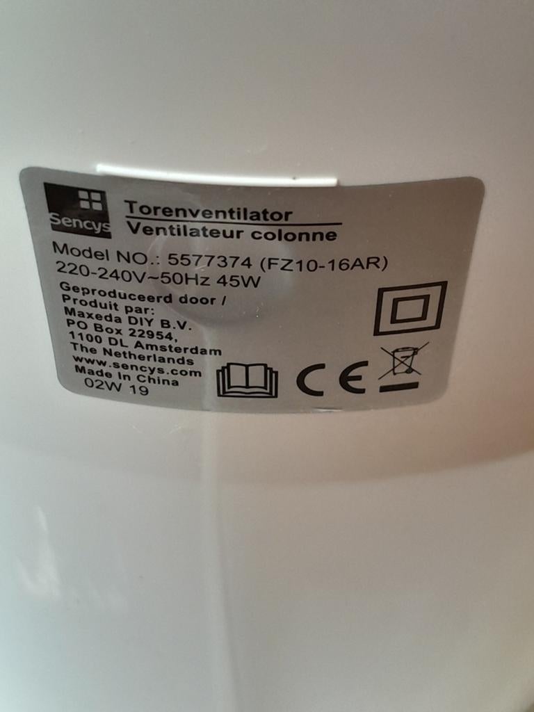 Sencys Torenventilator met Afstandsbediening, Ophalen