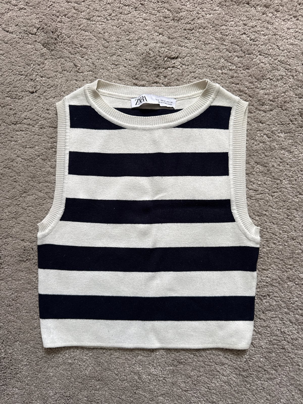 Zara gestreepte mouwloze top, maat S, Wit, Ophalen of Verzenden, Zo goed als nieuw, Maat 36 (S)