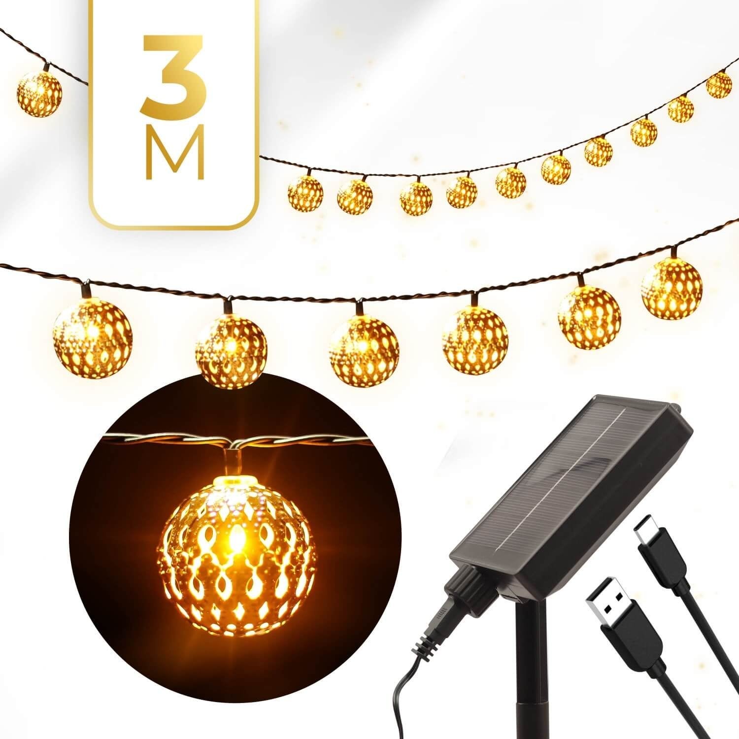 (NIEUW!) KENN Solar/Oplaadbaar Lichtsnoer - 3M / Goud, Zonne-energie, Kunststof, Minder dan 50 watt, Overige typen