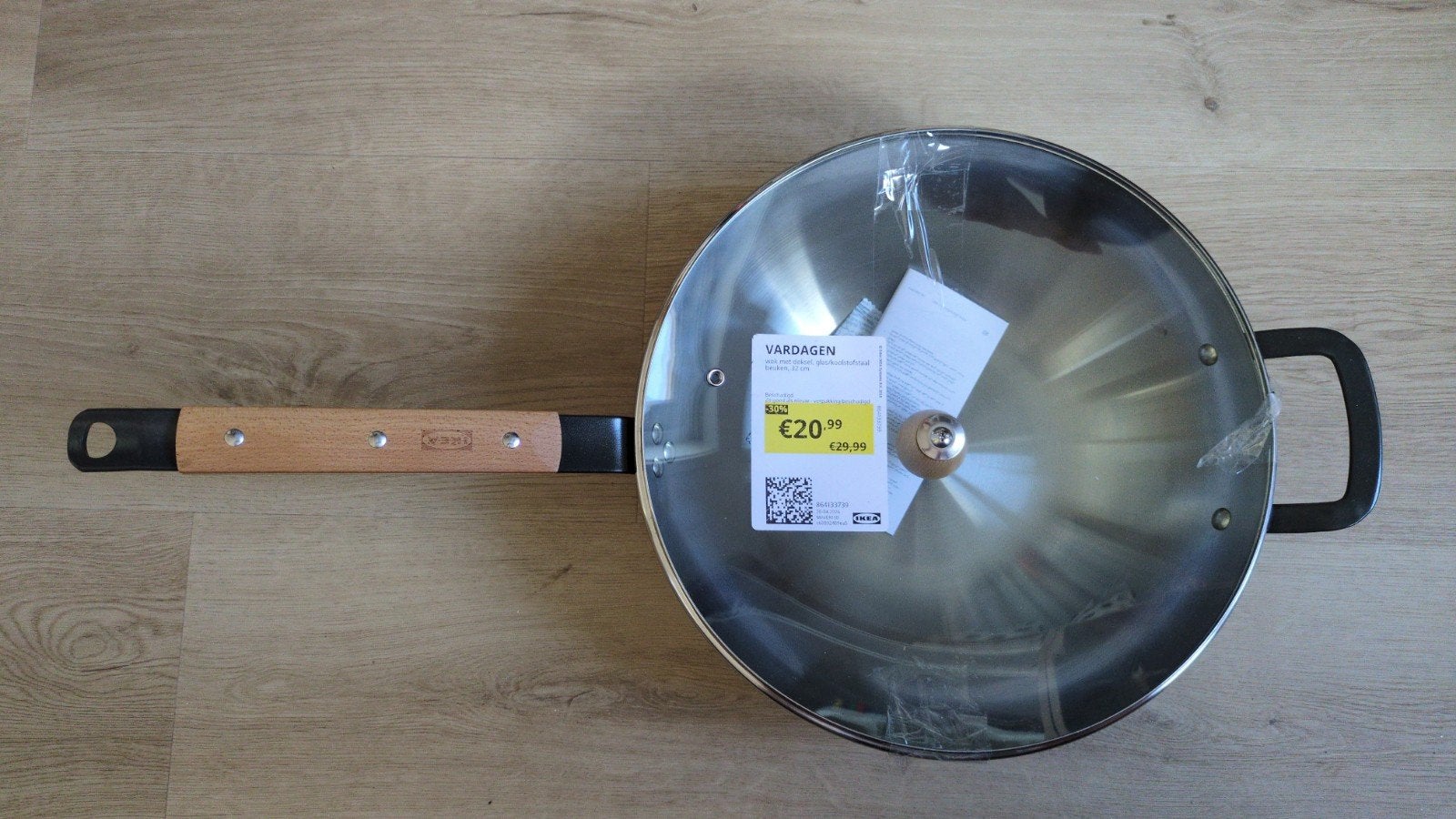 Nieuwe Ikea Vardagen zware rvs wok met deksel., Ophalen, Nieuw, Rvs, Wok