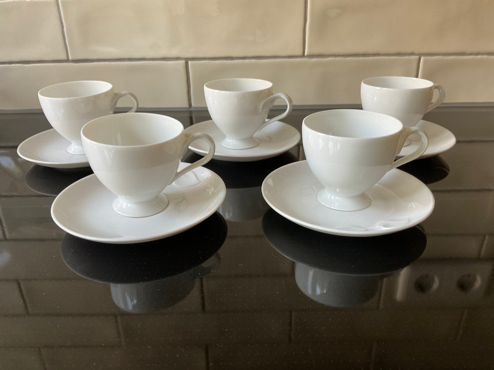 Hutschenreuther Chloé Fleuron wit espresso, mokka kopjes (5), Ophalen of Verzenden