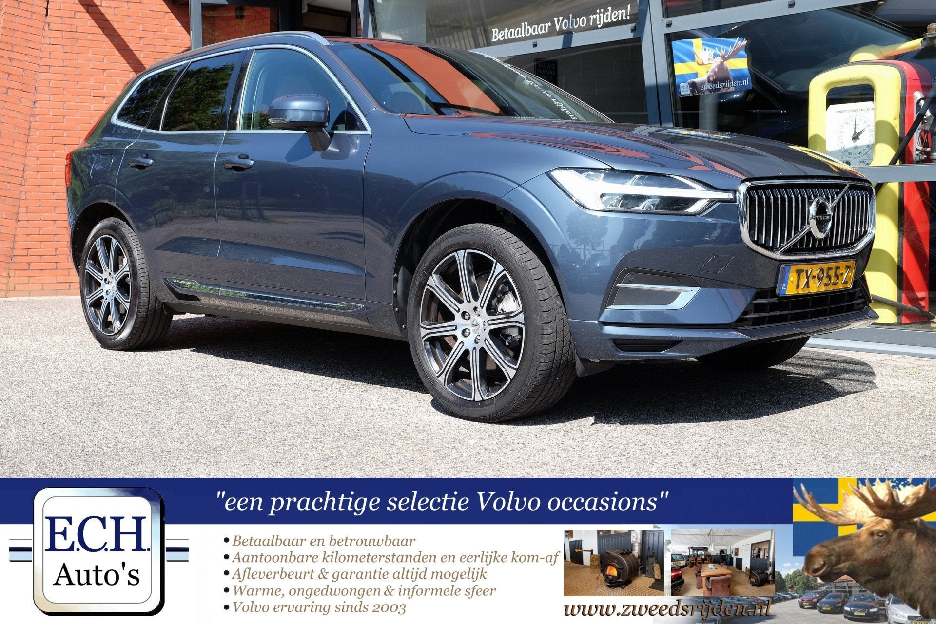 Volvo XC60 2.0 T5 250 pk AWD Inscription, Leer, Apple CarPla, Auto's, Automaat, Gebruikt, 4 cilinders, Blauw