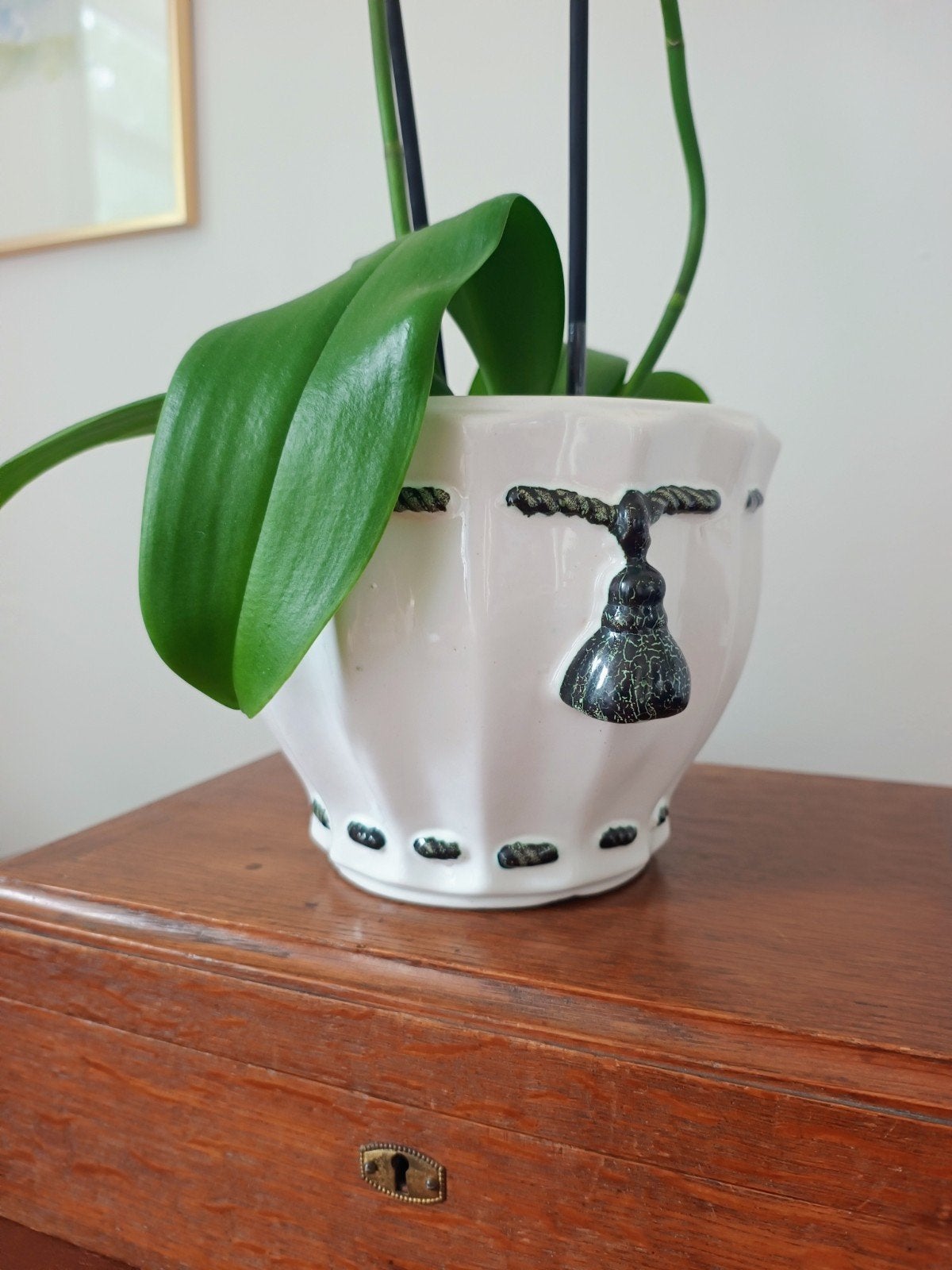Vintage keramieken plantenpot / bloempot – Uitstekende staat, Rond, Ophalen of Verzenden, Zo goed als nieuw, Aardewerk
