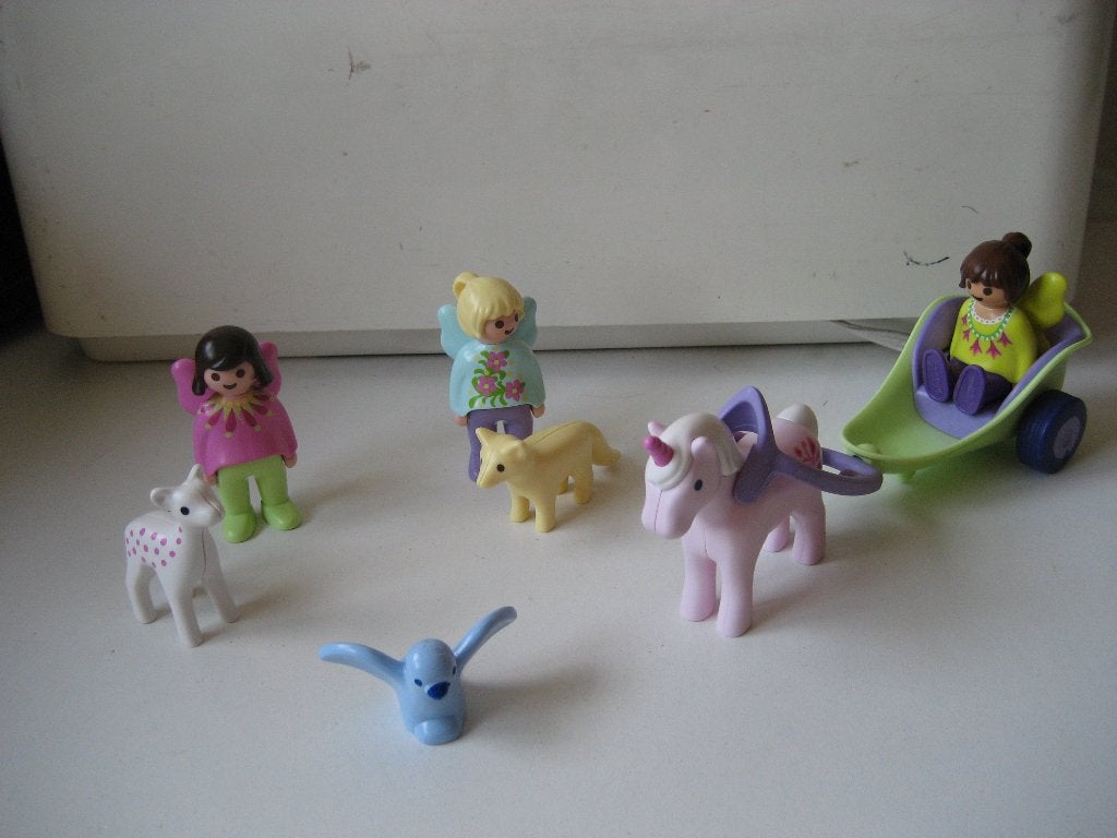 123 playmobil junior met feeen eenhoorn wagen en dieren, Kinderen en Baby's, Speelgoed | Playmobil, Ophalen of Verzenden, Zo goed als nieuw