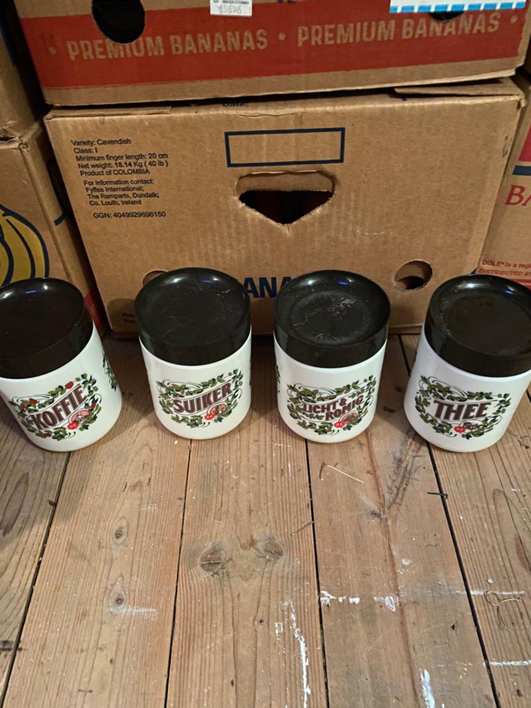 Douwe egberts potten, Ophalen of Verzenden, Zo goed als nieuw, Glas, Pot, Bus of Blik